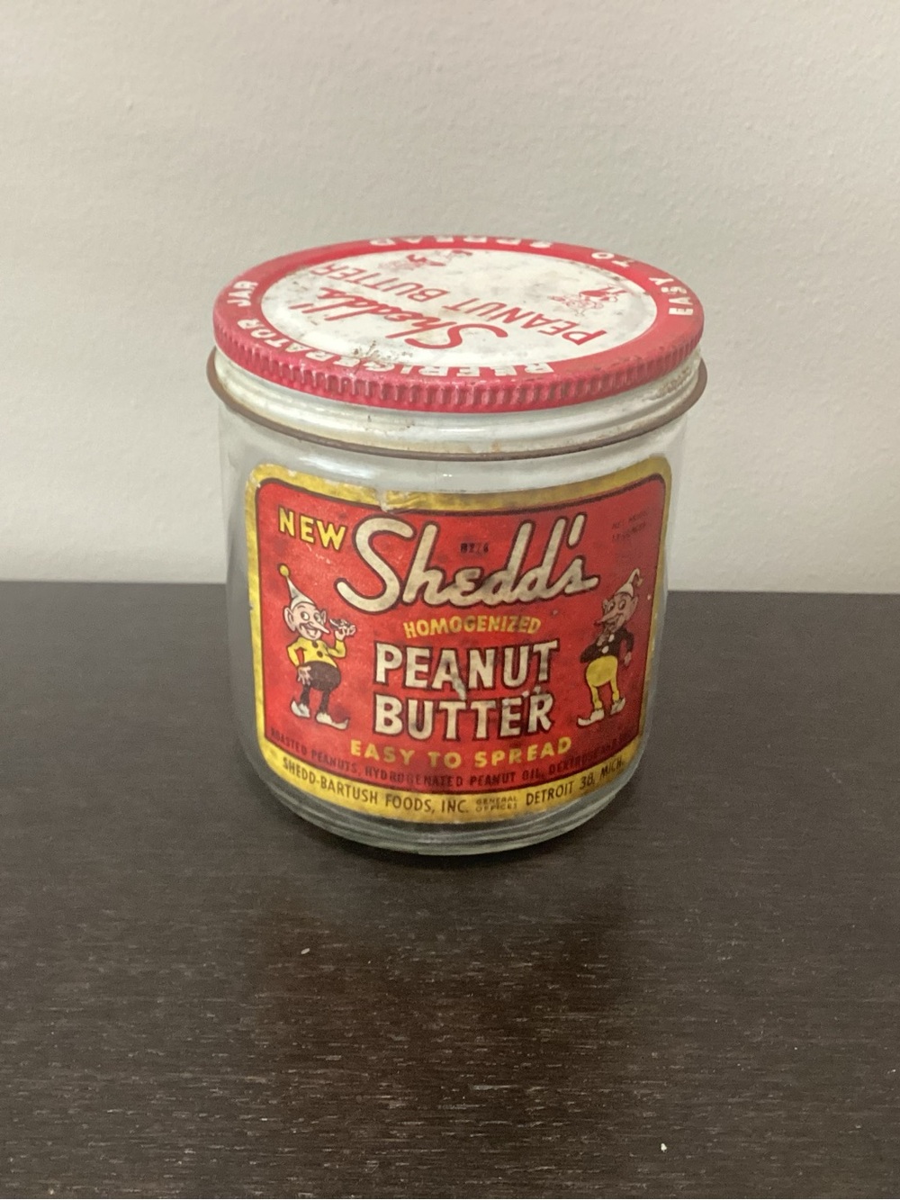 Vtg. New Shedd’s Homogenized Peanut Butter.  Easy to Spread. 1940s-1950s